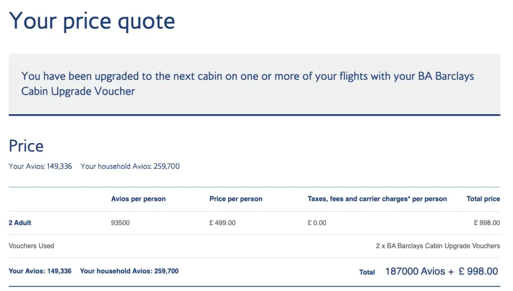 The final quotation page confirming the voucher has been applied