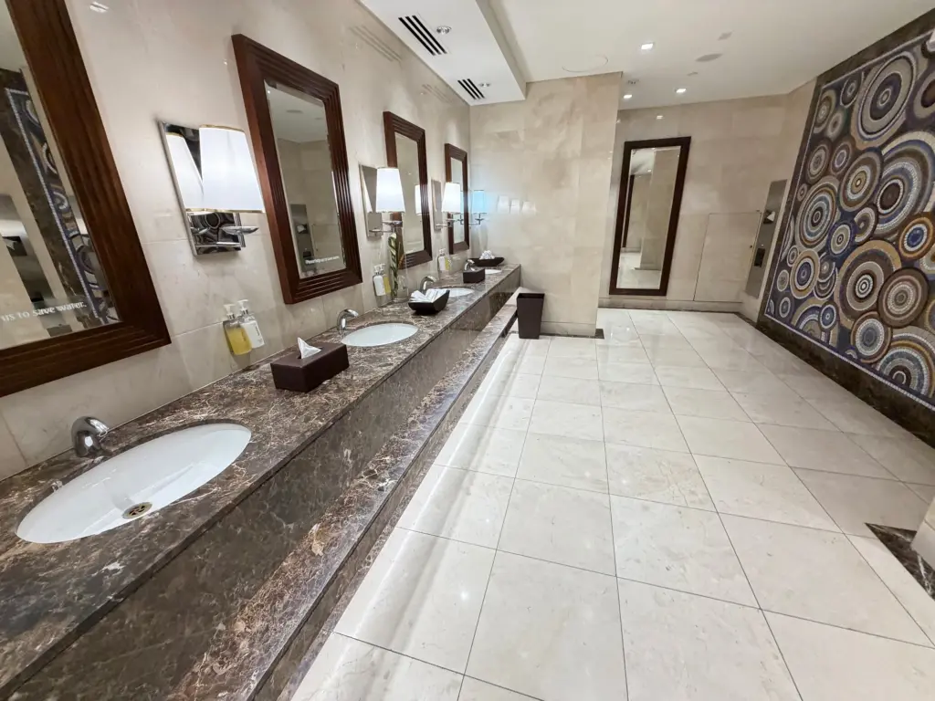 Inside one of the bathrooms in the Emirates First lounge A bathroom inside the Emirates First lounge