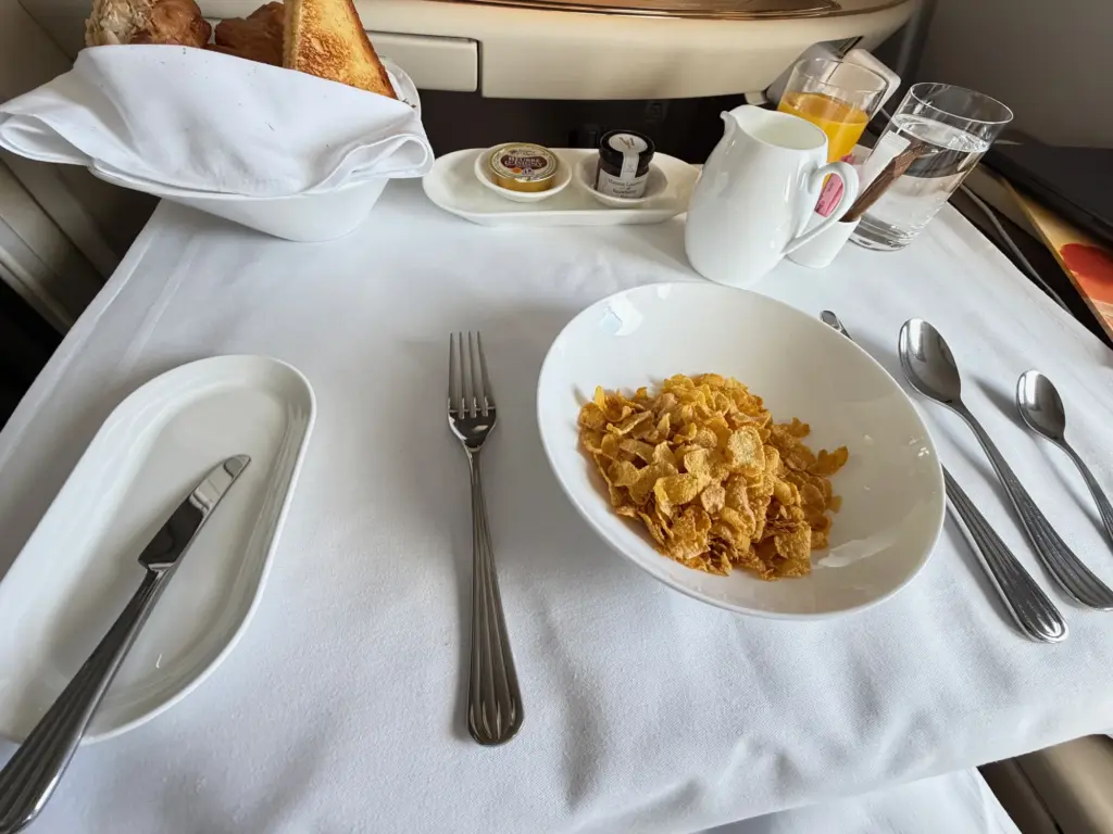 My second breakfast A photograph of breakfast on the Emirates A380 in First Class