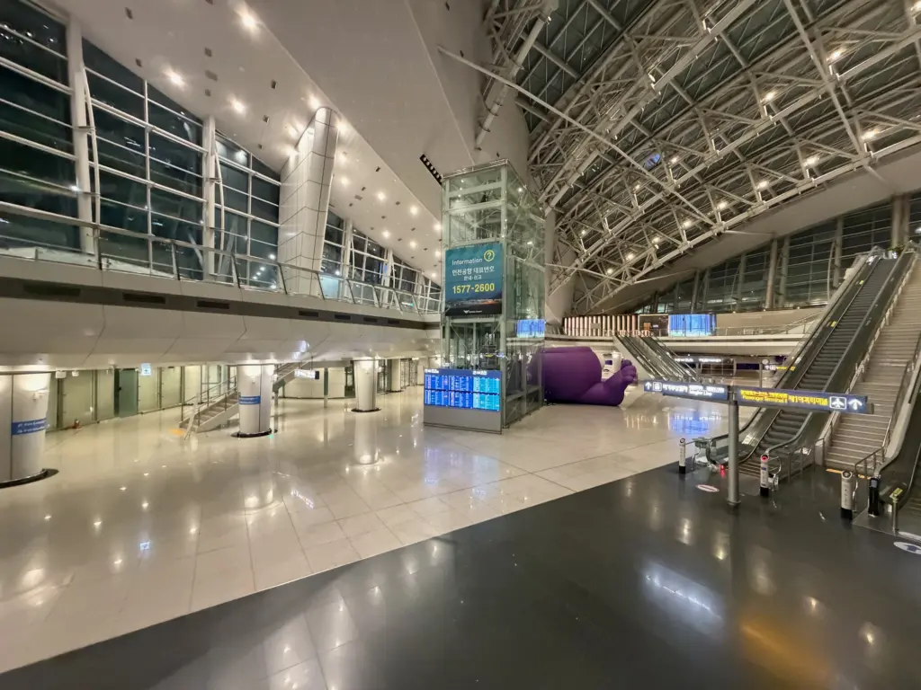 The Incheon transit station connecting the metro to the airport A photograph showing the transit building at Incheon airport