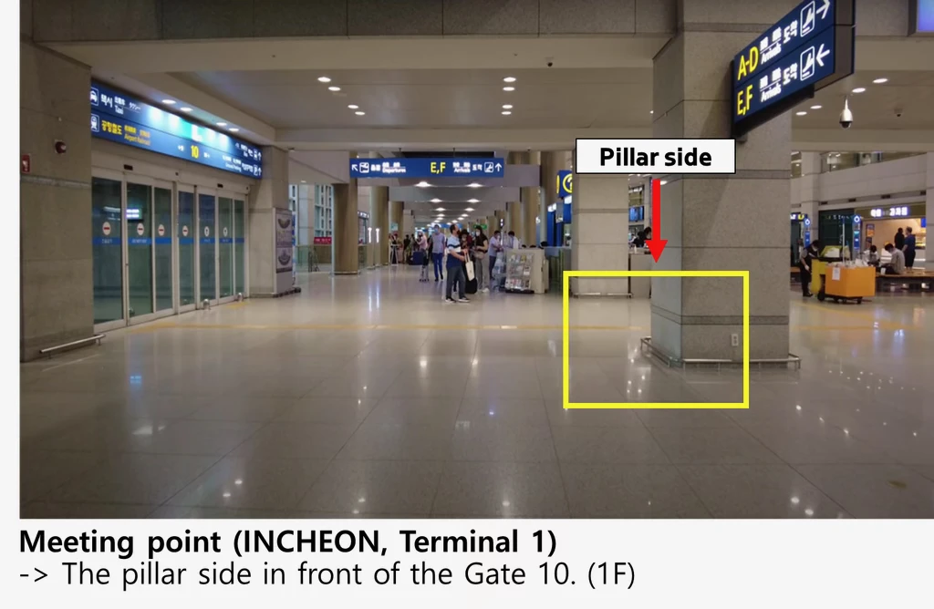The LuggAgent meeting point in Seoul Incheon A photograph showing where to pickup your luggage from Luggagent at Seoul Incheon airport