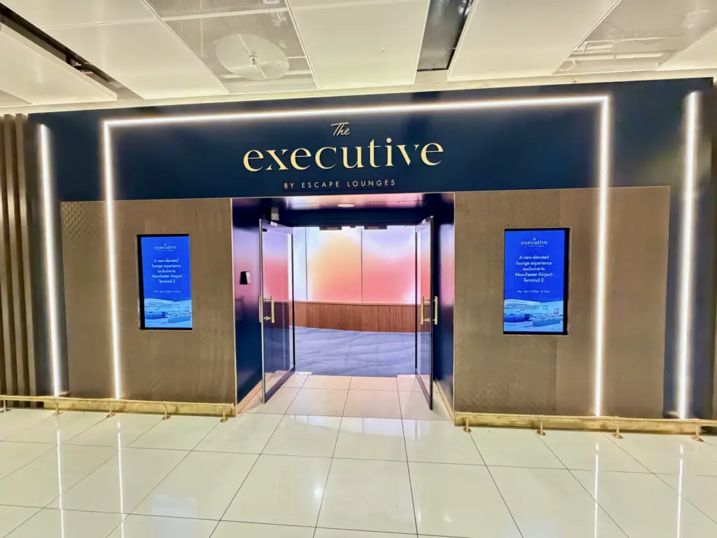 A photograph of the entrance to The Executive by Escape, in Manchester Airports Terminal 2