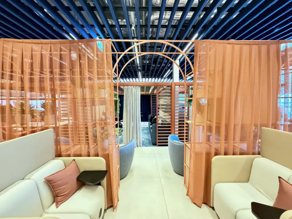 A photograph of seating inside The Executive lounge at Manchester Terminal 2