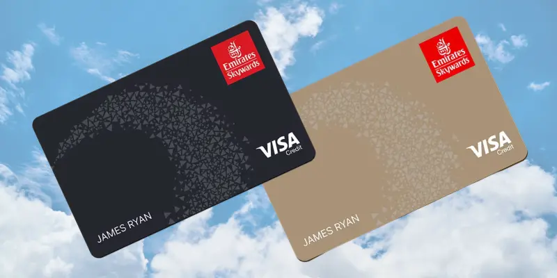 An image of the two Emirates branded credit cards for the UK market