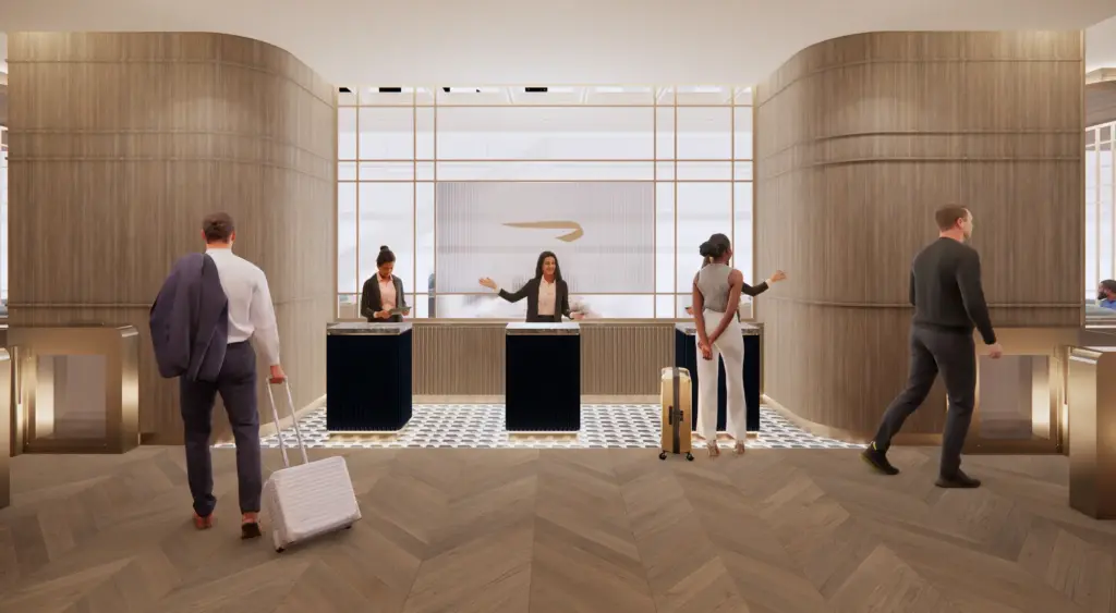 The entrance to the new T5C lounge A photo of the new BA lounge at Heathrow T5C